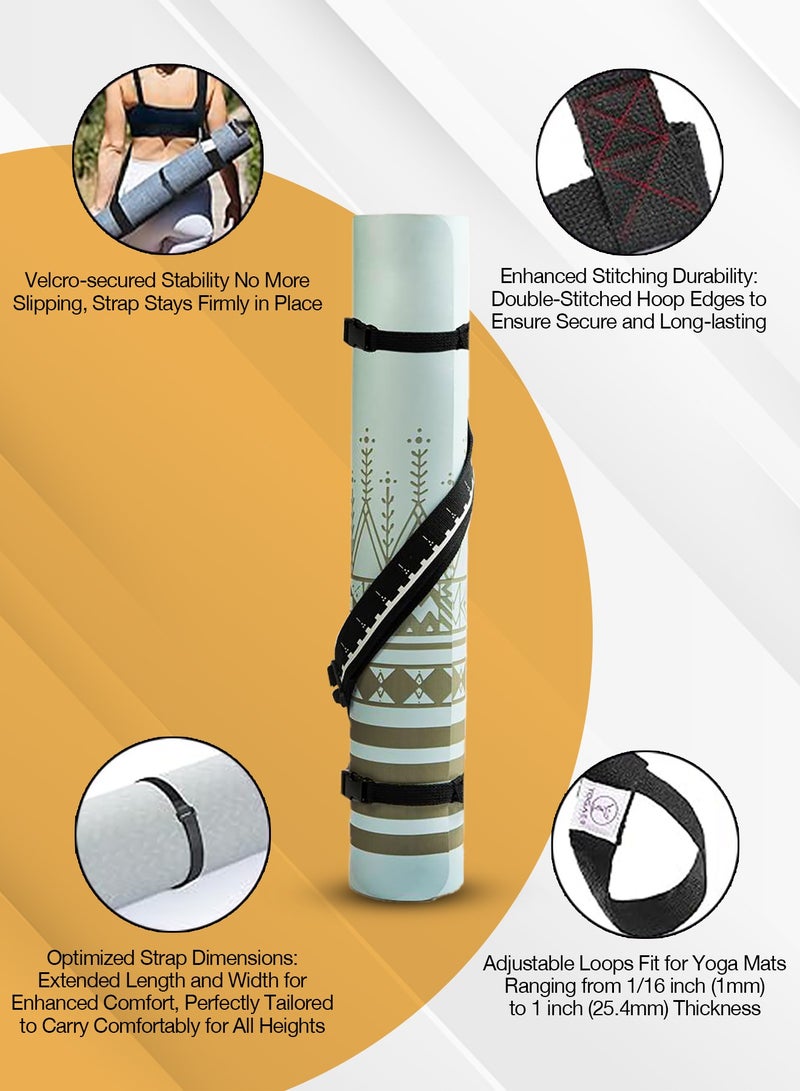 تمدد حزام حامل بساط اليوغا، حزام قابل للتعديل سميك لحمل البساطات الكبيرة - خفيف الوزن، متين، ومبطن للراحة | يناسب جميع أحجام البساطات | مثالي لليوغا، والبيلاتس، وبساطات التمارين - Image 5