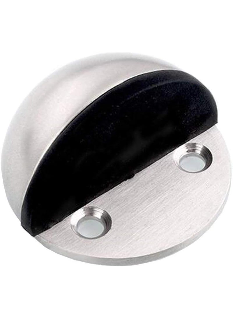 Stainless Steel Floor Door Stopper – Half Moon Oval Design with Rubber Pad – Floor Mounted with Screws and Adhesive – Wall Protector (Non-Magnetic) - Image 2