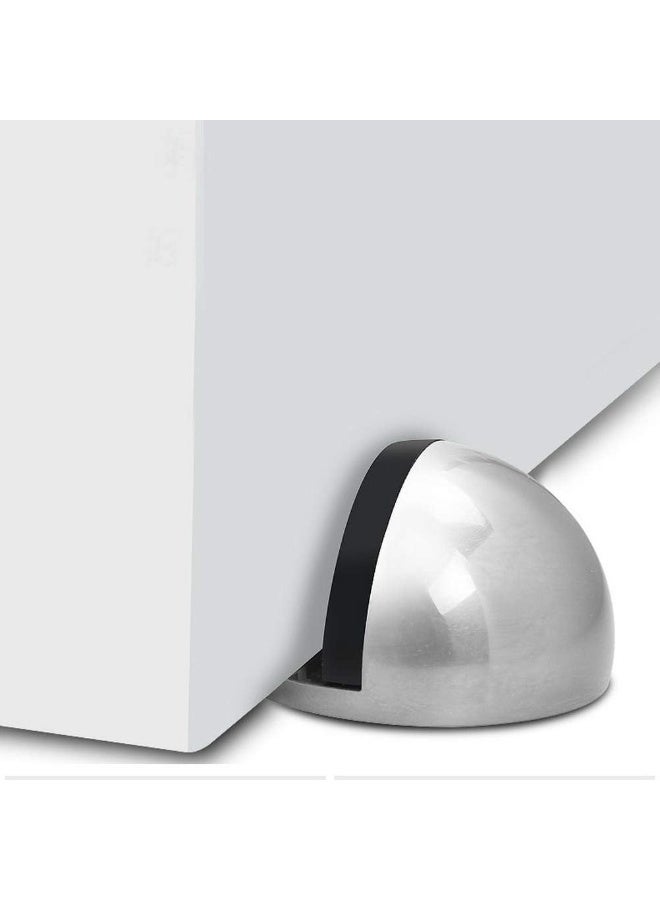 Stainless Steel Floor Door Stopper – Half Moon Oval Design with Rubber Pad – Floor Mounted with Screws and Adhesive – Wall Protector (Non-Magnetic) - Image 3
