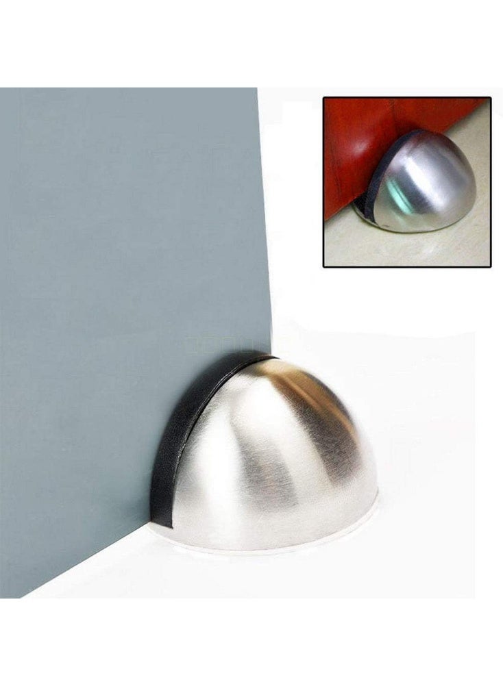 Stainless Steel Floor Door Stopper – Half Moon Oval Design with Rubber Pad – Floor Mounted with Screws and Adhesive – Wall Protector (Non-Magnetic) - Image 4