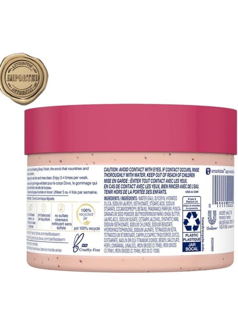 Dove Dove Body Polish Exfoliating Scrub, Moisturizing Shea Butter and Pomegranate Seeds | Nourishes & Conditions Soft Skin | Sulphate Free, 298gm  - Image 2