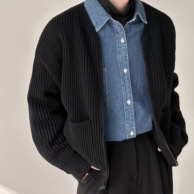 High-End Casual Knitted Cardigan Jacket Sweater Trendy Brand All-Match Baseball Collar Sweater Coat - Image 1