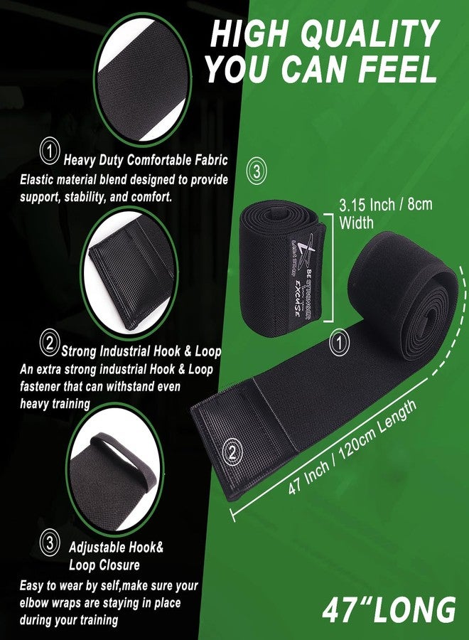 LARA STAR Elbow Wraps for Weightlifting, Bench Press, Cross Training & Powerlifting for Men and Women - 47" Nylon (1 Pair) Elbow Straps - Increases Stability of Joints and Supports Injury Recovery - Image 2