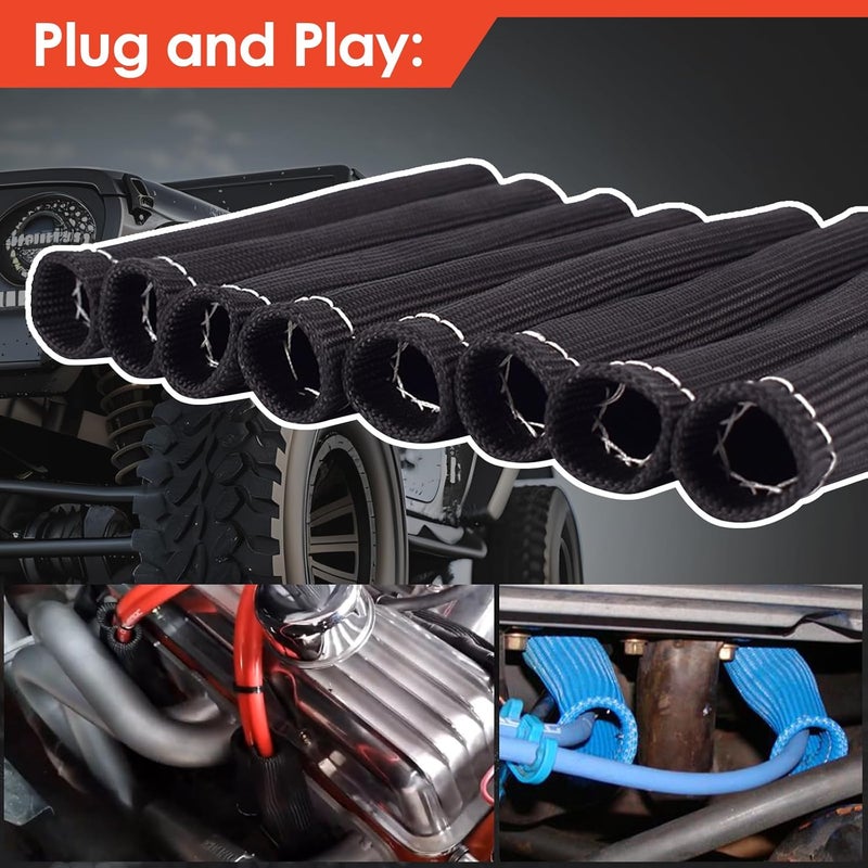 CULMKARI 8Pcs Spark Plug Wire Heat Shield Boots with 16Pcs Stainless Steel Wire Ties Kit - Image 4