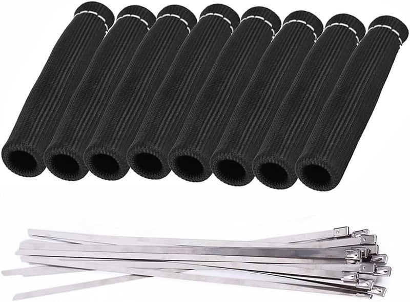 CULMKARI 8Pcs Spark Plug Wire Heat Shield Boots with 16Pcs Stainless Steel Wire Ties Kit - Image 1