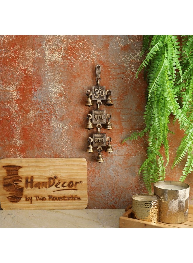 Two Moustaches Om Shubh Labh Design Brass Hanging Bells, 12 Inches, Hanging Bells for Decoration, Ghanti for Pooja, Ghanti for Home, Temple Decor Hanging Bells, Standard, Pack of 1 - Image 3