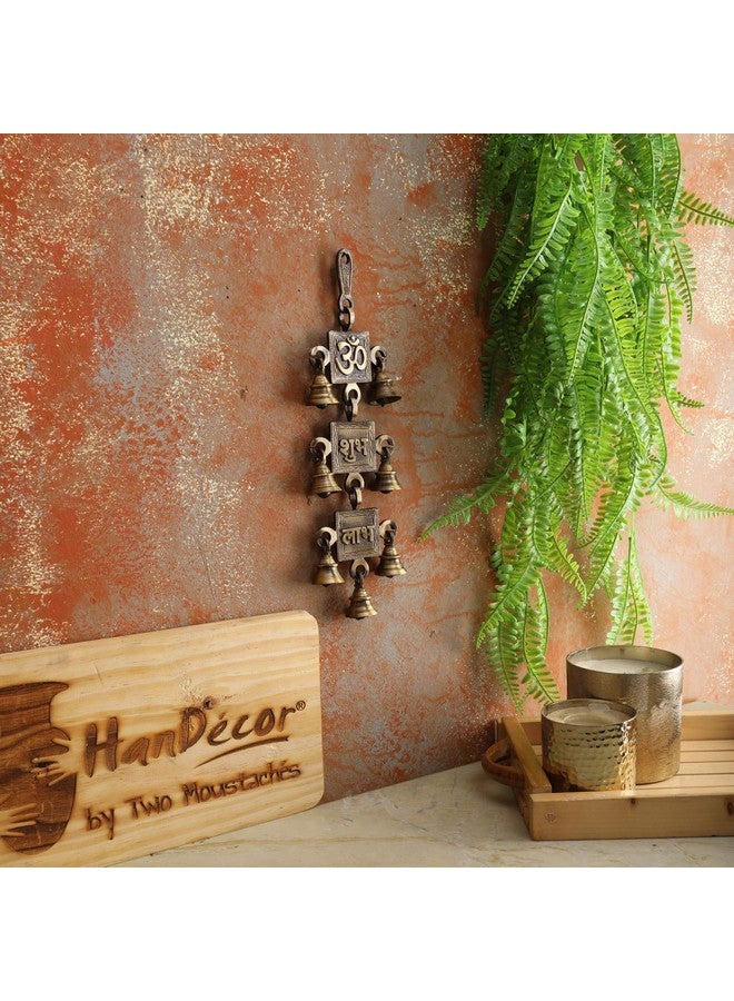 Two Moustaches Om Shubh Labh Design Brass Hanging Bells, 12 Inches, Hanging Bells for Decoration, Ghanti for Pooja, Ghanti for Home, Temple Decor Hanging Bells, Standard, Pack of 1 - Image 2