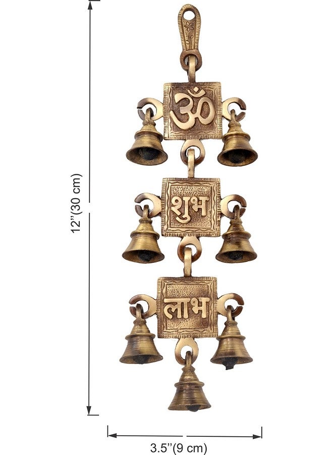 Two Moustaches Om Shubh Labh Design Brass Hanging Bells, 12 Inches, Hanging Bells for Decoration, Ghanti for Pooja, Ghanti for Home, Temple Decor Hanging Bells, Standard, Pack of 1 - Image 4