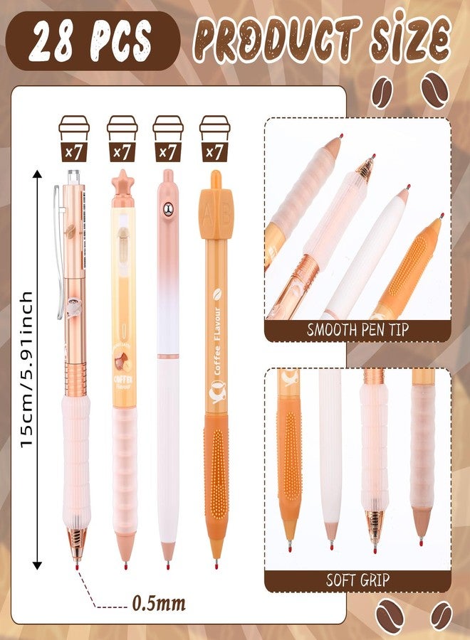 Tenceur 28 Pcs Gourmet Coffee Party Gift Pens Coffee Scented Lover Gifts Party Favors Themed Decoration Black Ink Smelly Gel Pens Retractable 0.5mm for Journaling Note Taking Cute Office Supplies - Image 2