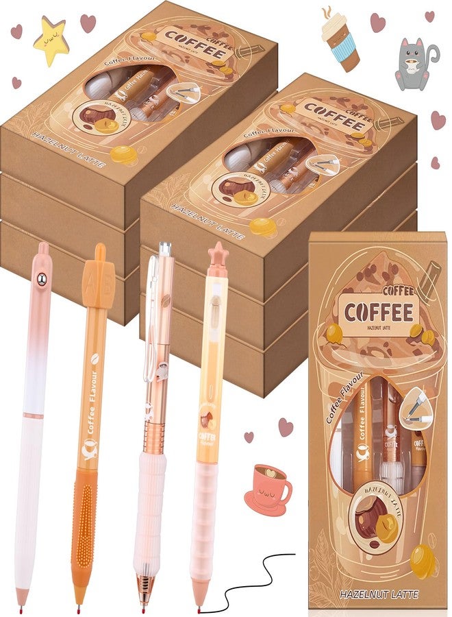 Tenceur 28 Pcs Gourmet Coffee Party Gift Pens Coffee Scented Lover Gifts Party Favors Themed Decoration Black Ink Smelly Gel Pens Retractable 0.5mm for Journaling Note Taking Cute Office Supplies - Image 1