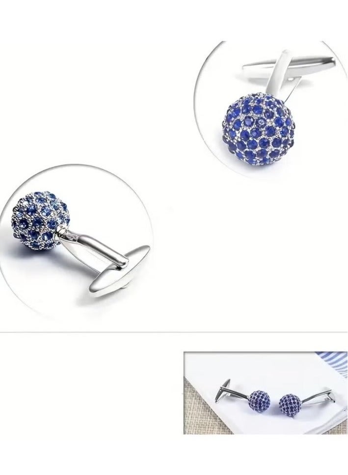 1 Pair of Dazzling Blue Rhinestone Shirt Cufflinks - Elevate Your Business Attire with Sparkling Accents - Ideal Gifts for Men - Image 3