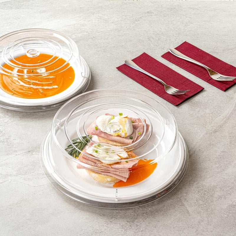 Restaurantware غطاء طبق بولي كربونات 11 بوصة من رستورانت وير كاتر تيك - غطاء طبق غير قابل للكسر - يمكن استخدامه في الميكروويف - يتحمل حتى 210 فهرنهايت - غطاء بلاستيكي شفاف مع ثقب للإصبع لطبق 11 بوصة - Image 4