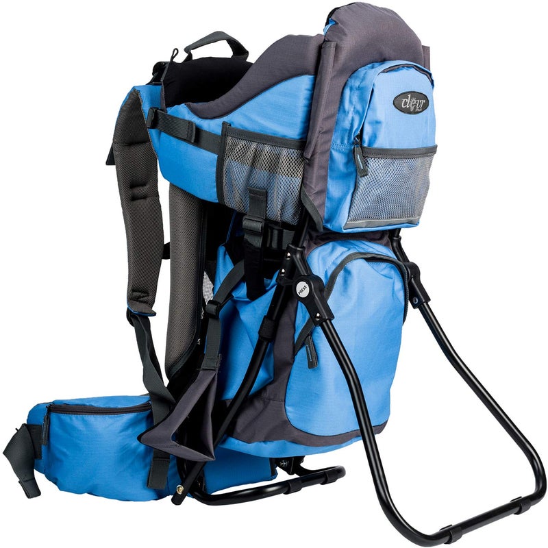 ClevrPlus Canyonero Camping Baby Backpack Hiking Kid Toddler Child Carrier with Stand and Sun Shade Visor Blue