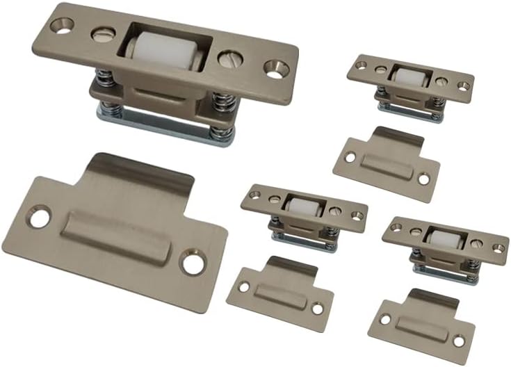 QCAA Heavy Duty Solid Brass Adjustable Silent Roller Catch, Satin Nickel, 4 Pack - Image 1