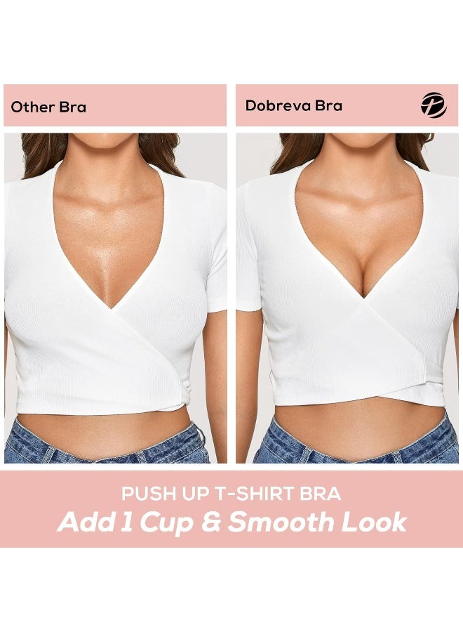 DOBREVA DOBREVA Women's Bra Without Underwire Push Up T Shirt Bra Padded Bustier Soft Seamless - Image 3