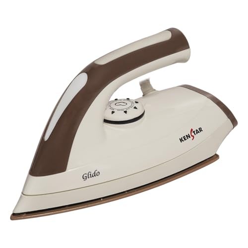 Kenstar Glido Dry Iron | Quick Heat Up | Advance Sole Plate | ISI Certified | 1000 Watts | Brown & Ivory - Image 1