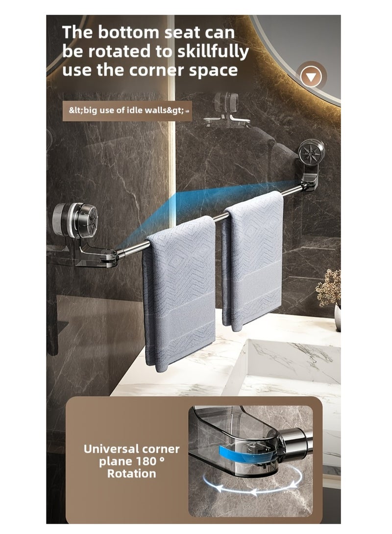 Bathroom Stainless Steel Telescopic Rotating Suction Cup Towel Rack | Drill-Free Multifunctional Storage Solution，Adjustable from 50-100cm  - Image 4