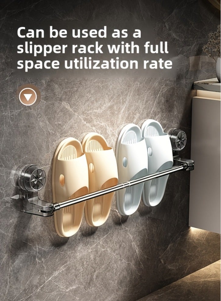 Bathroom Stainless Steel Telescopic Rotating Suction Cup Towel Rack | Drill-Free Multifunctional Storage Solution，Adjustable from 50-100cm  - Image 2