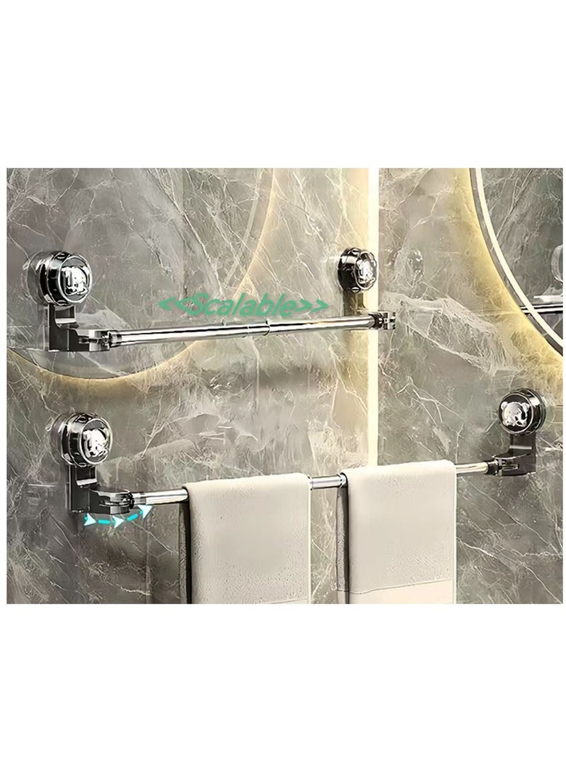 Bathroom Stainless Steel Telescopic Rotating Suction Cup Towel Rack | Drill-Free Multifunctional Storage Solution，Adjustable from 50-100cm  - Image 1