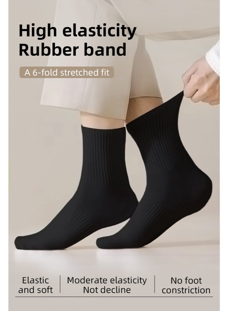 6 أزواج المرأة 100٪ القطن طاقم الجوارب: منتصف العجل، فستان الجوارب، الرطوبة Wicking، مناسبة لجميع المواسم، للارتداء العادي، أسود - Image 2
