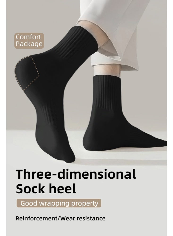6 أزواج المرأة 100٪ القطن طاقم الجوارب: منتصف العجل، فستان الجوارب، الرطوبة Wicking، مناسبة لجميع المواسم، للارتداء العادي، أسود - Image 4
