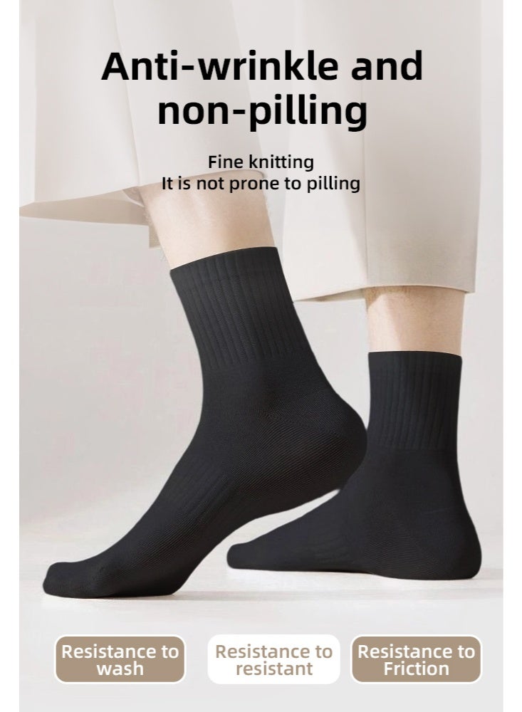 6 أزواج المرأة 100٪ القطن طاقم الجوارب: منتصف العجل، فستان الجوارب، الرطوبة Wicking، مناسبة لجميع المواسم، للارتداء العادي، أسود - Image 5