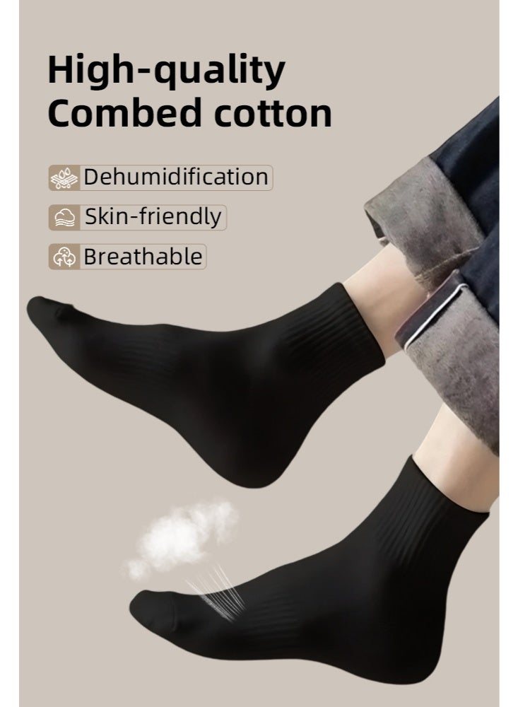 6 أزواج المرأة 100٪ القطن طاقم الجوارب: منتصف العجل، فستان الجوارب، الرطوبة Wicking، مناسبة لجميع المواسم، للارتداء العادي، أسود - Image 3