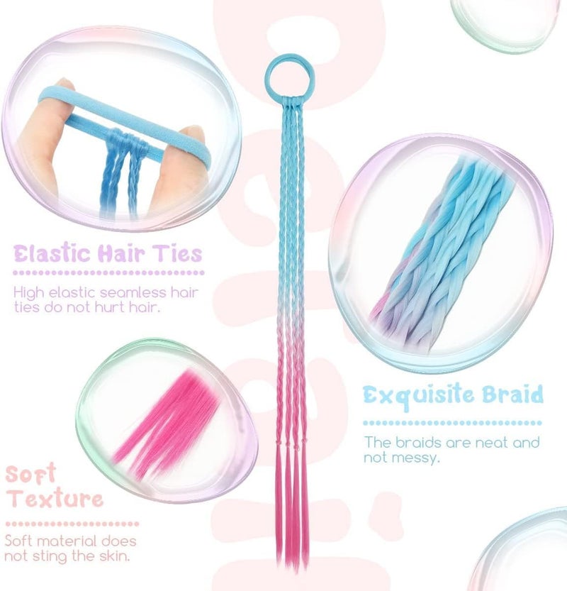 Colored Hair Extensions for Kids, 12 Piece Braided Ponytail Extension, Hair Accessories for Girls, Crazy Hair Day Accessories - Image 3