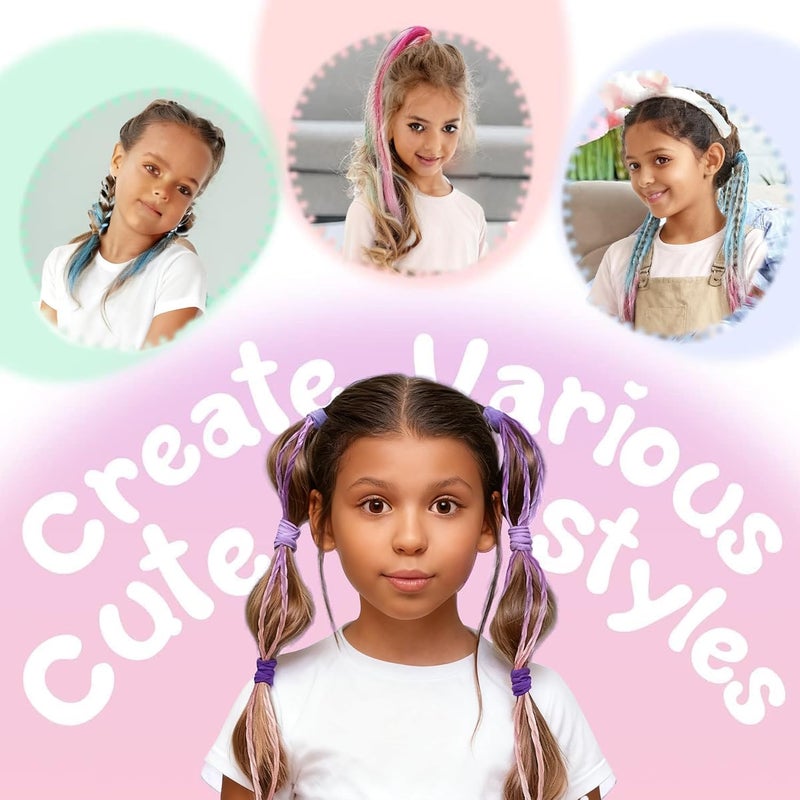 Colored Hair Extensions for Kids, 12 Piece Braided Ponytail Extension, Hair Accessories for Girls, Crazy Hair Day Accessories - Image 5