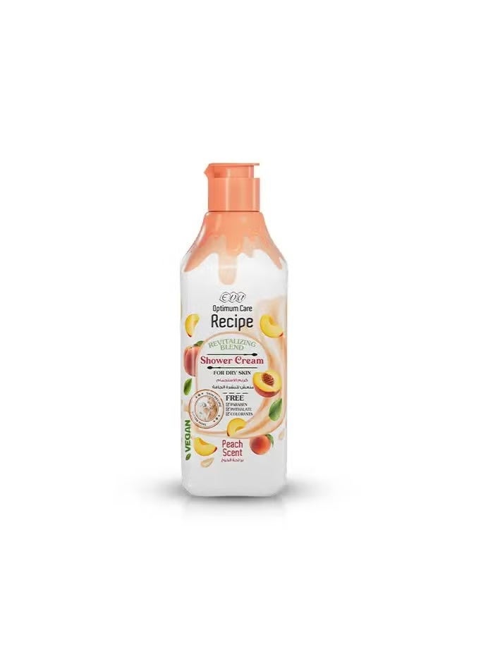 Optimum Care Recipe Revitalizing Blend Shower Cream For Dry Skin - Peach Scent 370 Ml