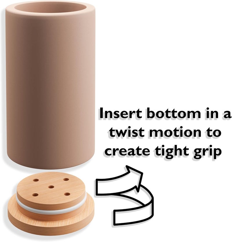 Matani Bamboo Toothbrush Holder Diatomite Tooth Brush Organizer - Storage Stand for Small Bathroom & Counter - Removable Base & Drain Holes, Water-Absorbent & Quick-Drying (Light Grey) - Image 4