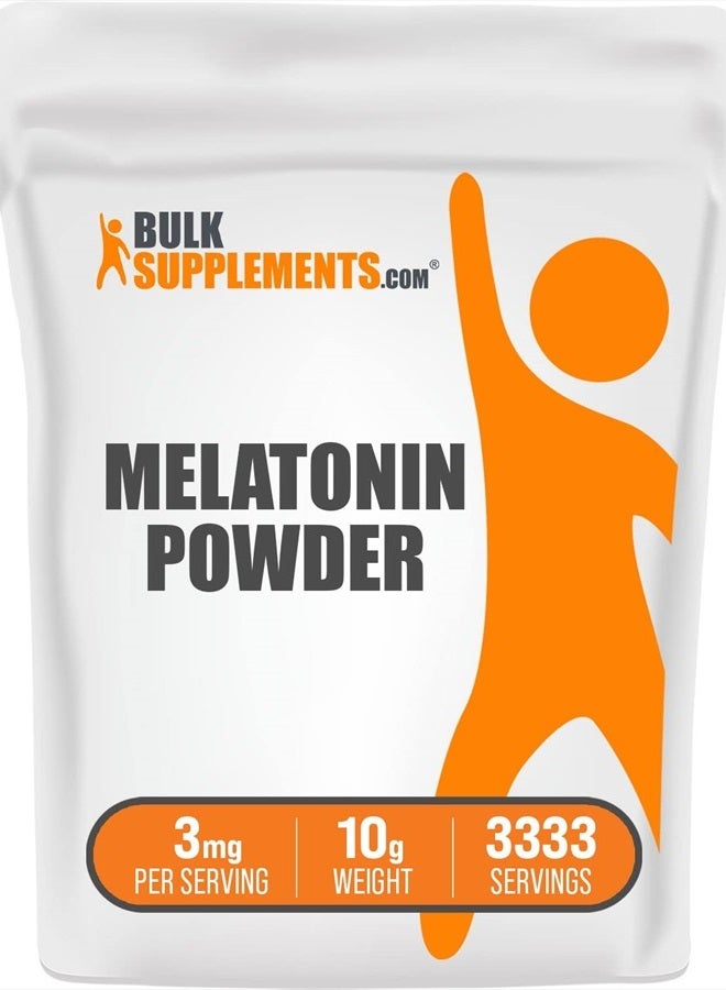 BULKSUPPLEMENTS.COM مسحوق الميلاتونين - مكمل الميلاتونين للنوم، ميلاتونين نقي للبالغين - 3 ملغ من الميلاتونين لكل حصة، ميلاتونين نباتي - حصص متعددة (10 جرام - 0.35 أونصة) - Image 1