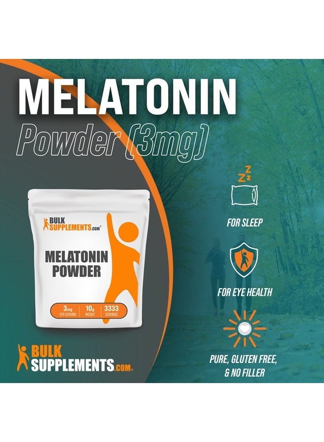 BULKSUPPLEMENTS.COM مسحوق الميلاتونين - مكمل الميلاتونين للنوم، ميلاتونين نقي للبالغين - 3 ملغ من الميلاتونين لكل حصة، ميلاتونين نباتي - حصص متعددة (10 جرام - 0.35 أونصة) - Image 3