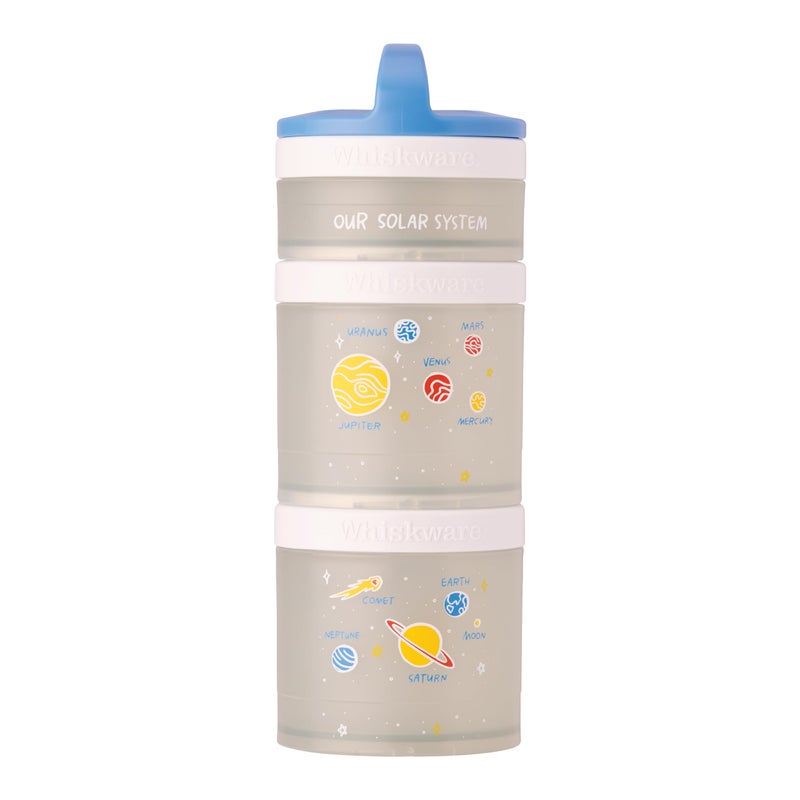 Whiskware Stackable Snack Containers for Kids and Toddlers, 3 Stackable Snack Cups for School and Travel, Our Solar System(Pack of 1) - Image 1