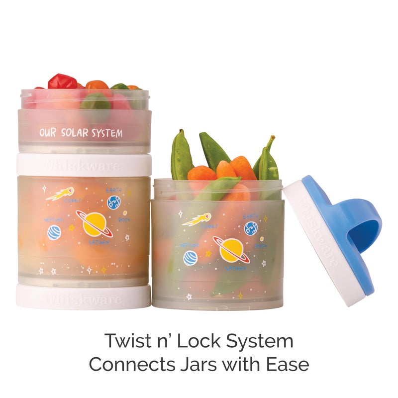 Whiskware Stackable Snack Containers for Kids and Toddlers, 3 Stackable Snack Cups for School and Travel, Our Solar System(Pack of 1) - Image 4