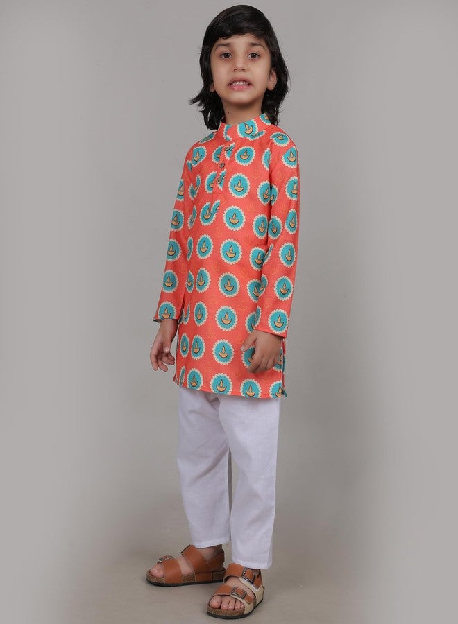 ZIKKU Boys Traditional Kurta Set, Festival Ethnic Wear, Smart Fit, Casual Comfortable (Orange Lamp, 9-12 Months) - Image 5