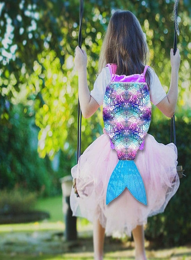 GXTVO 2PCS Mermaid Bag, Girls Drawstring Backpack, Kids gift Reversible Sequin Flip Color Change - Image 2