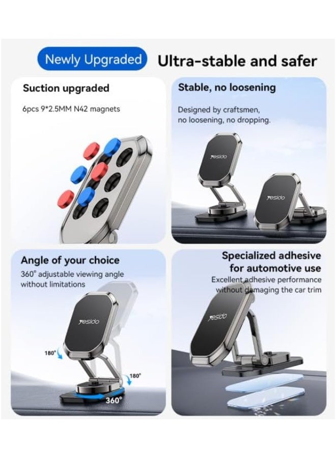 حامل موبايل مغناطيسي C222 قابل للطي بتصميم دوران 360° – ثبات قوي وأناقة عملية لكل سيارة - Image 2