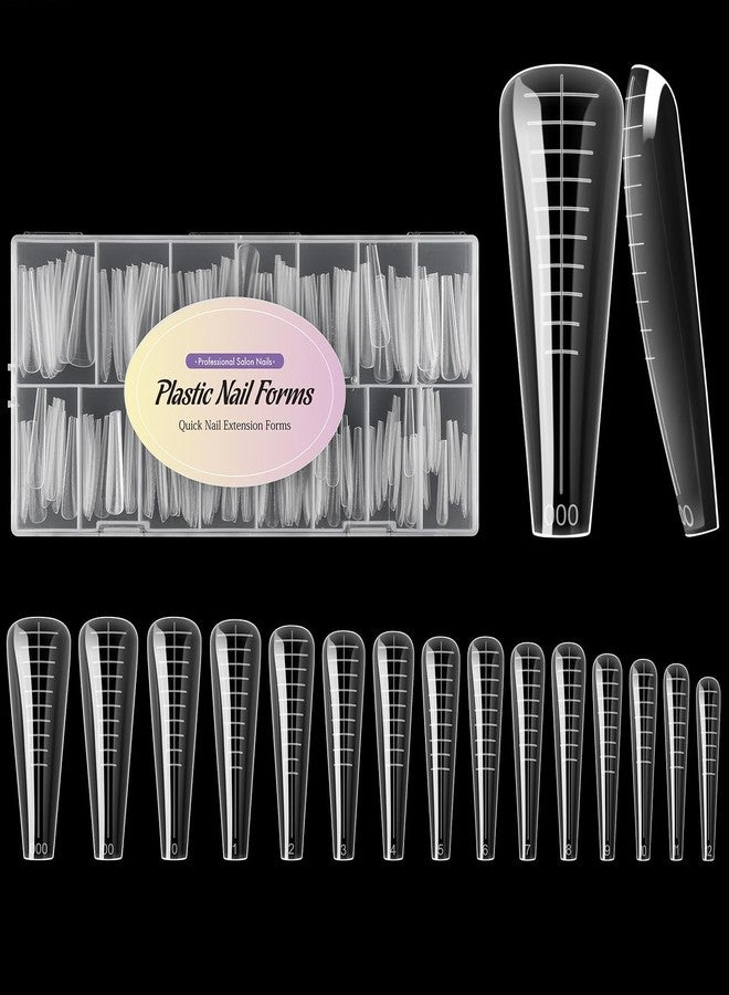NMKL38 Diy 140PCS Clear Dual Nail Forms Full Cover Nail Mold Tips Arched Almond Acrylic Nail Extension Tools for Poly Gel Nail Art Salon - Image 1