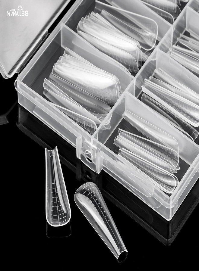 NMKL38 Diy 140PCS Clear Dual Nail Forms Full Cover Nail Mold Tips Arched Almond Acrylic Nail Extension Tools for Poly Gel Nail Art Salon - Image 2