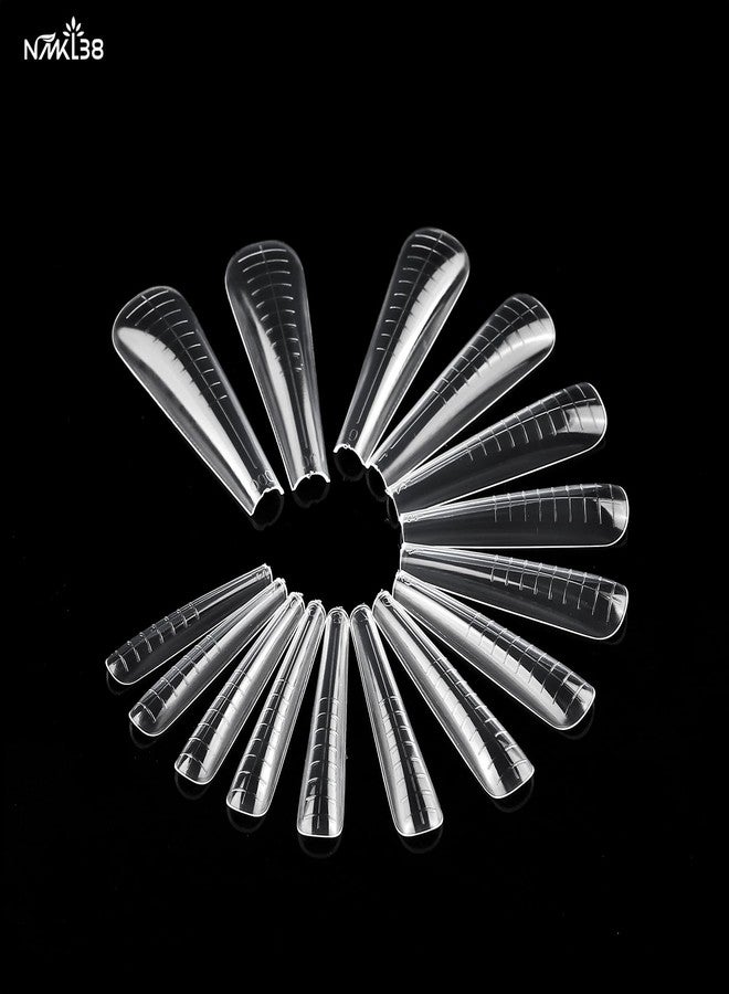 NMKL38 Diy 140PCS Clear Dual Nail Forms Full Cover Nail Mold Tips Arched Almond Acrylic Nail Extension Tools for Poly Gel Nail Art Salon - Image 3