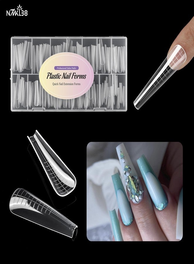 NMKL38 Diy 140PCS Clear Dual Nail Forms Full Cover Nail Mold Tips Arched Almond Acrylic Nail Extension Tools for Poly Gel Nail Art Salon - Image 4