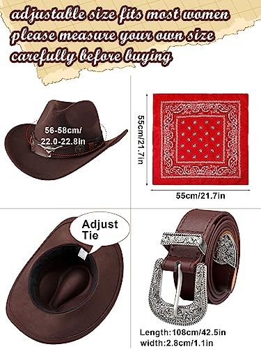 Hercicy Western Outfits for Women Cowgirl Tassel Sleeveless Vest Cowboy Hat Belt and Paisley Bandana for Halloween Dress Up (Brown,XL) - Image 3