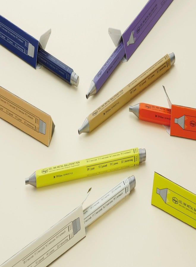 MARK'STYLE days, Gel Ink Metal Ballpoint Pen - 0.5mm Retractable Black Ink, Retro styling Light Weigh Pen, Made in Japan- Perfect for School, Office, and Journaling (Neo Citron) - Image 2