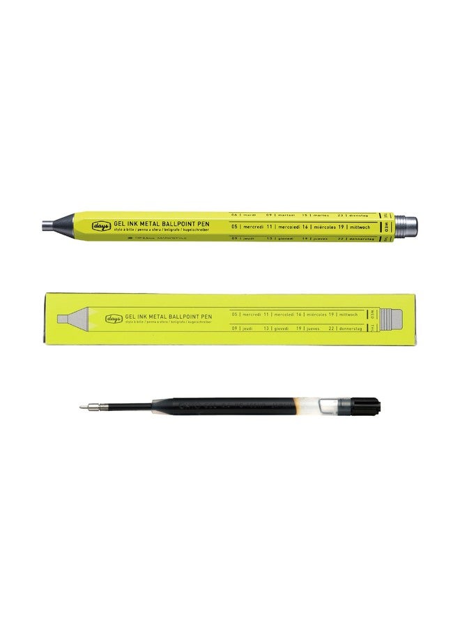MARK'STYLE days, Gel Ink Metal Ballpoint Pen - 0.5mm Retractable Black Ink, Retro styling Light Weigh Pen, Made in Japan- Perfect for School, Office, and Journaling (Neo Citron) - Image 1