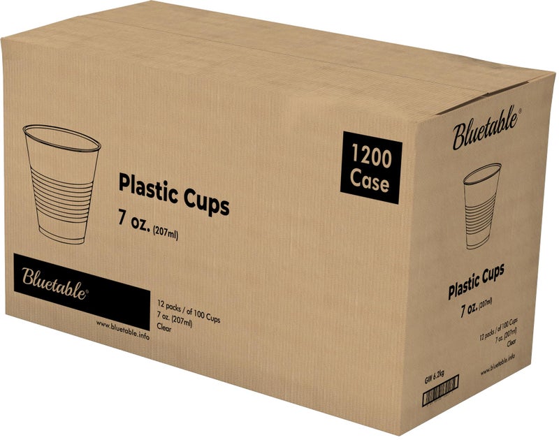 Plastic Cups Bulk Disposable Clear Cup 7 oz  1200 Count BPAFree  Good For Cold Drinks Party Cup Water Cooler Dispenser Transparent Cups for Water Juice Ice Tea Soda 1200 PackCase