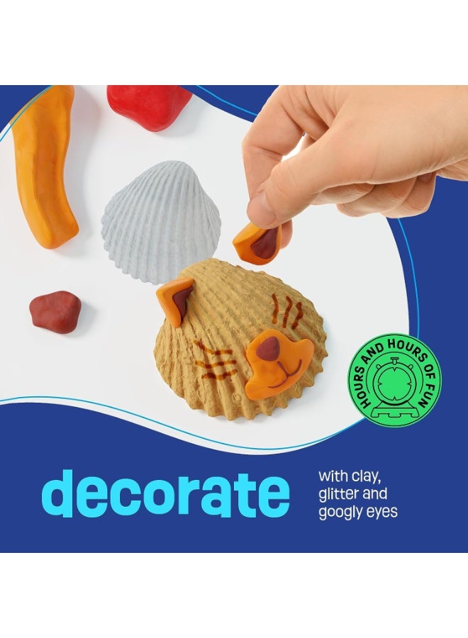 Capstro Kids Shell Painting Craft Kit – DIY Seashell Art Set with 11 Real Shells, Paints, Clay, Glitter Glue & Brushes | Creative Arts & Crafts Activity Gift for Boys & Girls – Colorful Animal Shell Set - Image 3