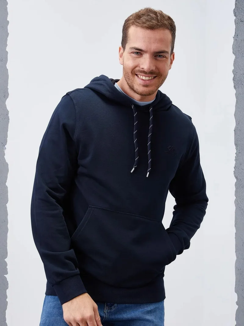 تومي لايف TOMMY Men's Solid Hooded Sweatshirt With Pocket