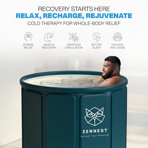 Zennest Foldable Portable Bathtub for Adults – 2-in-1 Hot & Cold Plunge, 105-Gal Large Capacity Collapsible Bathtub Adult, 6-layer Insulated Portable Soaking tub - Space-saving Design - Image 4