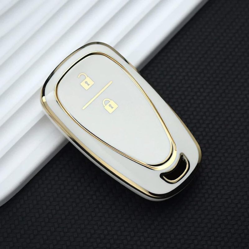 Car Key Cover: 2-Button White Eco-Friendly TPU - Full Protection Signal Unblocked Car Remote Case for Chevrolet Models - Image 1
